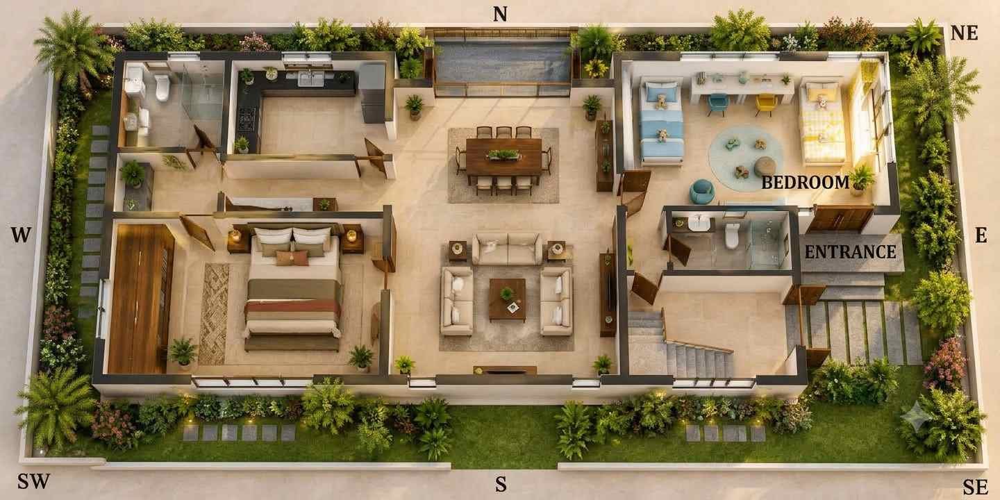 Children's Area and Master Bedroom Placement