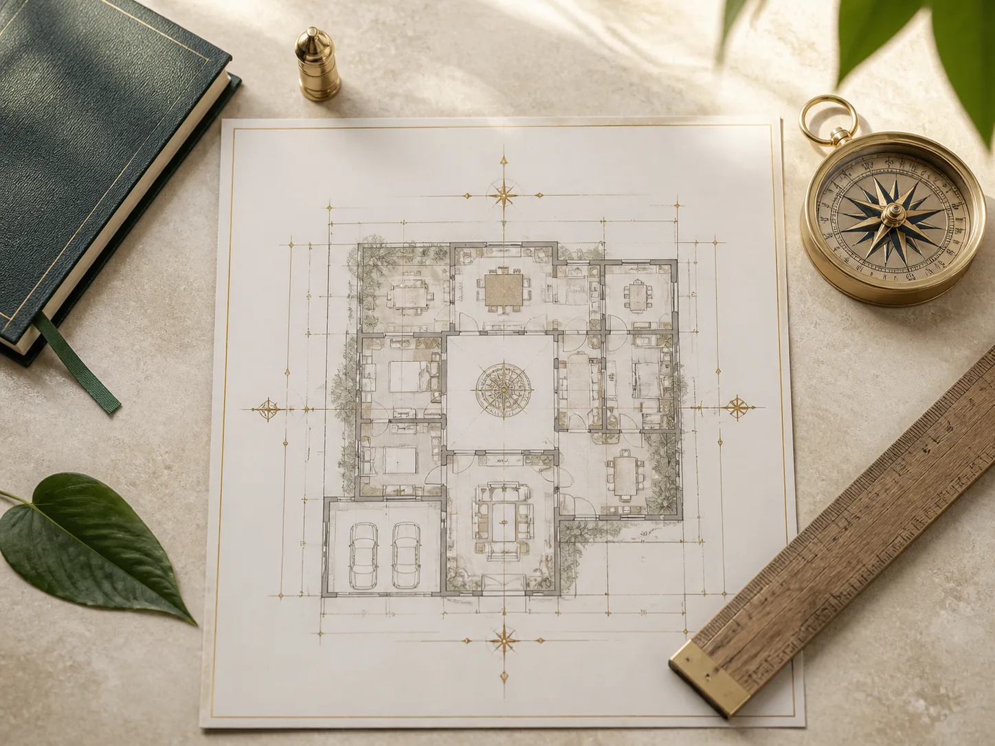 Architectural floor plan prepared for directional Vastu assessment
